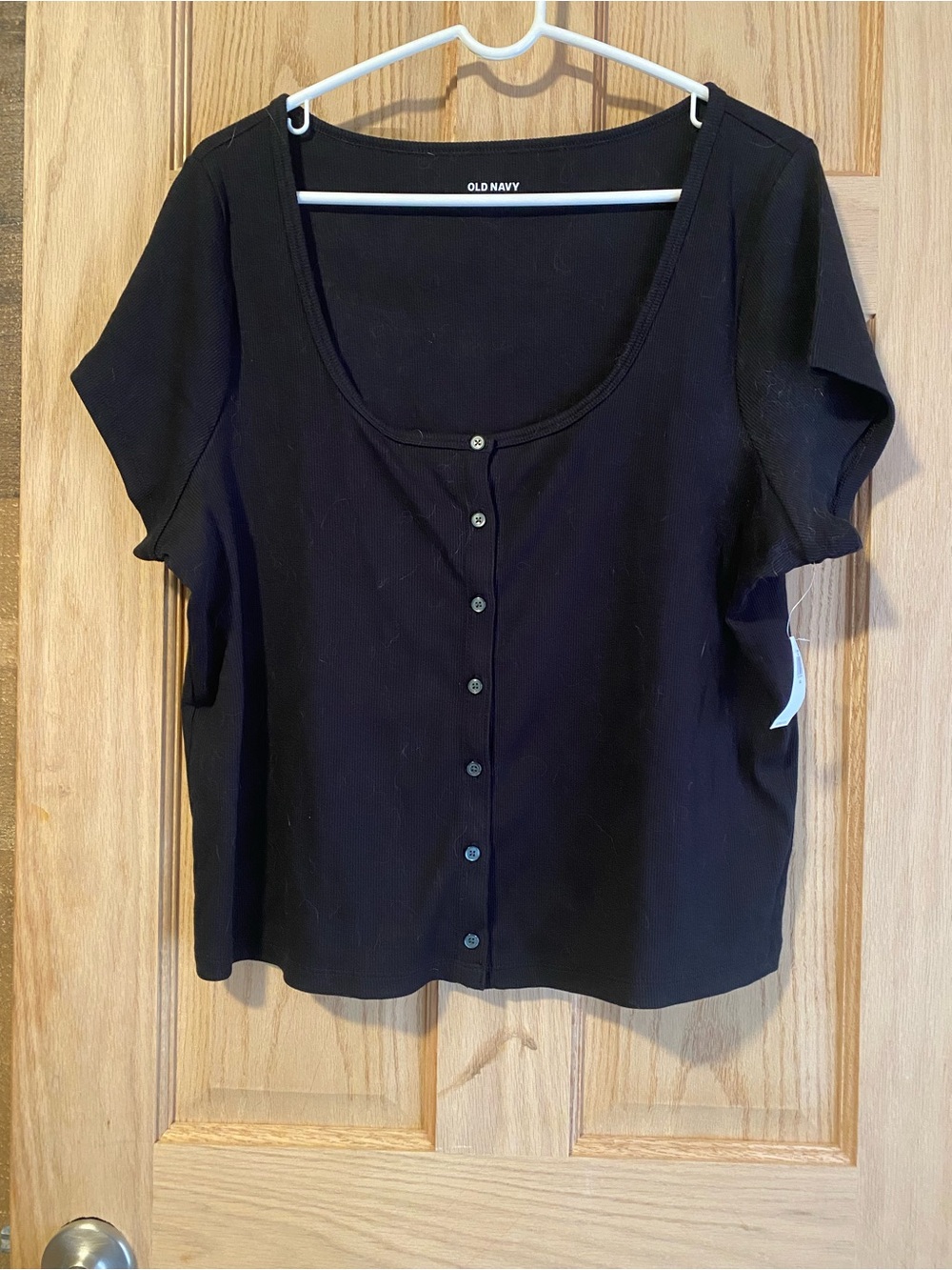 Old Navy Women's Scoop Neck Button Front Tops - Black and Pink